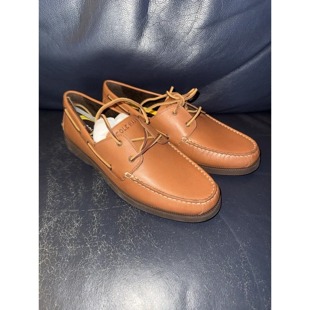 Cole Haan G+ Bowside BoatShoe Cognac Leather Men's Size 9.5 NWOB Loafer C42132